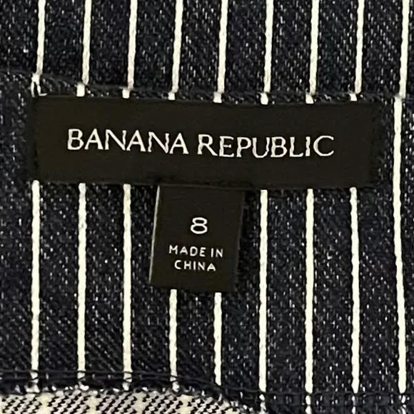 Banana Republic Size 8 Grey White Striped Bow Detail Pencil Skirt - Picture 4 of 6